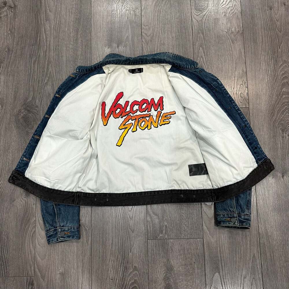 Volcom Stone Contrast Panel Denim Jacket with Inside Graphic - Size S Women’s